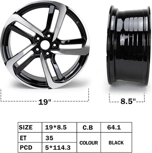 حافة عجلة جديدة من سبائك الألومنيوم مقاس 19 × 8.5 بوصة مقاس 19 بوصة متوافقة مع تصميم HONDA Accord OEM لعام 2018-2022، تناسب مباشر، عجلة بديلة من السبائك، استبدال إطارات السيارة فائقة التحمل (4 عبوات) in Saudi Arabia
