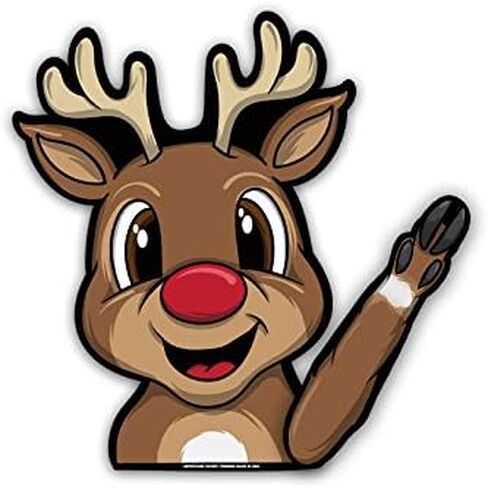 Red Nose Reindeer Christmas Holiday Waving WiperTag USA with Decal attaches to rear wiper blades in Saudi Arabia