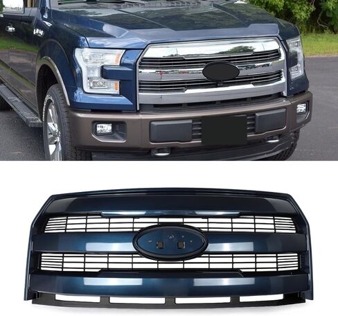 Blue Jeans Mesh Grille Assembly Compatible with 2015-2017 Ford F150 Lariat Style Front Upper Grill W/O Camera Hole Replace for FL3Z8201GA in Saudi Arabia