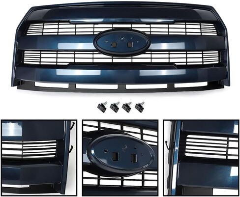 Blue Jeans Mesh Grille Assembly Compatible with 2015-2017 Ford F150 Lariat Style Front Upper Grill W/O Camera Hole Replace for FL3Z8201GA in Saudi Arabia