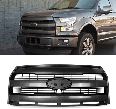 Blue Jeans Mesh Grille Assembly Compatible with 2015-2017 Ford F150 Lariat Style Front Upper Grill W/O Camera Hole Replace for FL3Z8201GA in Saudi Arabia