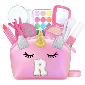 مجموعة مكياج YOOLIFE للأطفال الصغار - 9 قطع ألعاب مكياج غير سامة ومحفظة أولية، هدايا عيد ميلاد للأعمار 3 4 5 6 7 8 9 سنوات للفتيات من عمر يونيكورن هدايا للأطفال والبنات الصغار التظاهر بحرف مكياج A in Kuwait