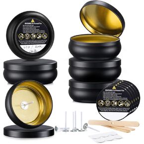 ترقية 6 قطع من علب الشموع ذات العيار الكبير باللون الأسود غير اللامع، أوعية شموع فارغة، تتضمن فتائل مقطوعة مسبقًا، وملصقات فتائل، وملصقات تحذيرية قابلة للكتابة لصنع الشموع بنفسك in Kuwait