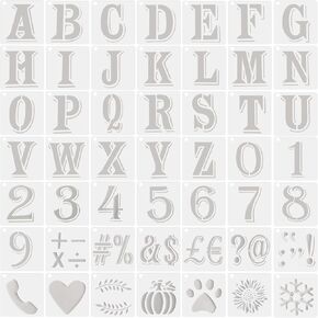 4 inch Alphabet Letter and Number Stencils for Painting, 49 Piece DIY Template Kit Reusable for Wood, Chalkboard, Fabric, Door, Wall Art in Saudi Arabia