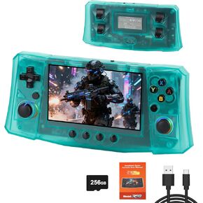 2025 New R50 Retro Handheld Game Console, 50000 Preloaded Games, 256GB Expandable Storage, 4.5 Inch IPS HD Screen, Portable Gaming Device with Long Battery Life (Black) in Saudi Arabia
