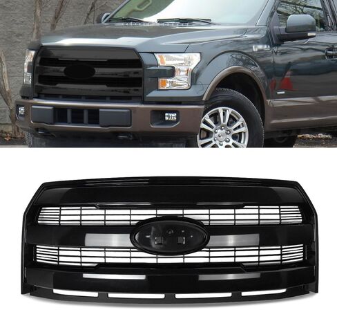 Blue Jeans Mesh Grille Assembly Compatible with 2015-2017 Ford F150 Lariat Style Front Upper Grill W/O Camera Hole Replace for FL3Z8201GA in Saudi Arabia
