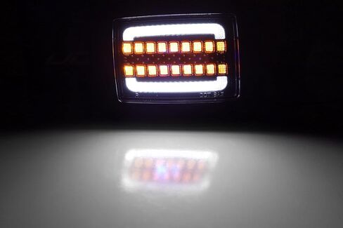 iJDMTOY Blackout Smoked Lens White LED Halo Driving Light/Amber Sequential Blink LED Front Turn Signal Light Assembly, Compatible With 2003-2009 Hummer H2 SUV SUT in Saudi Arabia