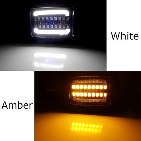 iJDMTOY Blackout Smoked Lens White LED Halo Driving Light/Amber Sequential Blink LED Front Turn Signal Light Assembly, Compatible With 2003-2009 Hummer H2 SUV SUT in Saudi Arabia