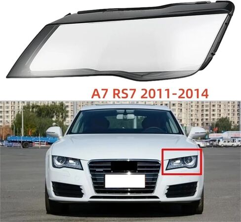 متوافق مع أودي A7 RS7 2011 2012 2013 2014 اكسسوارات السيارات كشافات قذيفة شفافة غطاء المصباح عاكس الضوء عدسة (2 قطعة اليسار واليمين) in Saudi Arabia