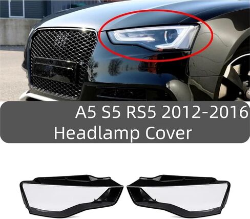 غطاء المصباح الأمامي غطاء عاكس الضوء عدسة شفافة غطاء المصباح متوافق مع أودي A5 S5 RS5 2012-2016 غطاء المصباح اليسار واليمين (يسار) in Saudi Arabia