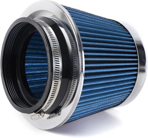 4-Inch Cold Air Intake Filter - Washable, High Performance, 3" or 3-1/2" or 4" Clamp-On Replacement Air Filter Blue in Kuwait