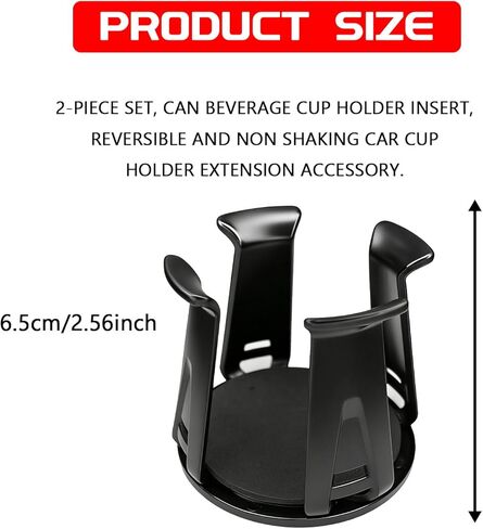 2PCS Car Cup Holders Insert, Cup Holder Adapter for Car, Self-Adhesive Adaptive Clamp Arm, Wiggle-Free Automotive Cups Holder Expander for Water Bottles/Drinks, Universal for SUV Sedan Truck in Kuwait