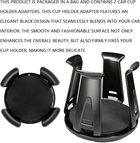 2PCS Car Cup Holders Insert, Cup Holder Adapter for Car, Self-Adhesive Adaptive Clamp Arm, Wiggle-Free Automotive Cups Holder Expander for Water Bottles/Drinks, Universal for SUV Sedan Truck in Kuwait