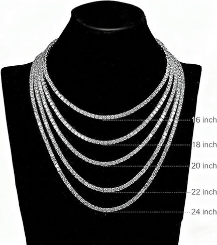 قلادة تنس للرجال والنساء من الفولاذ المقاوم للصدأ سلسلة تنس 4/ 5 مم 1 صف شوكة 5A+ زركونيا مكعب لا تتلاشى أبدًا مثلج خارج سلسلة قلادة أو سوار مجوهرات الهيب هوب - مع صندوق هدية in Kuwait