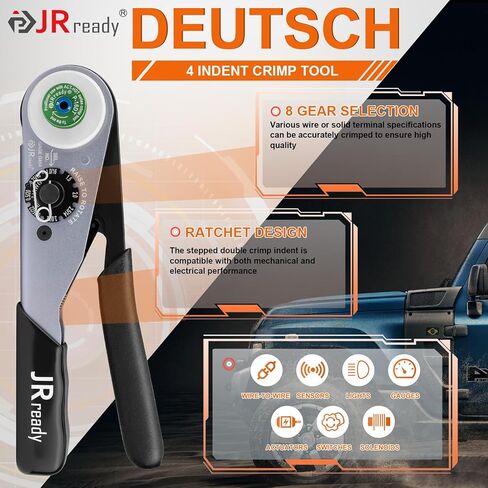 JRready DW5008 Deutsch Connector Kit, 2 3 4 6 8 12 Pin DT Connectors, Size 16 Solid Contacts 16-20AWG, Deutsch Crimp Tool, Deutsch Pin Removal Tool,Waterproof Automotive Electrical Gray Connectors in Kuwait