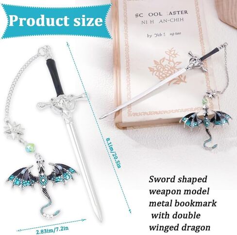 إشارات تنين السيف، إشارة مرجعية تنين الجناح الرابع، إشارة مرجعية سيف مع قلادة، نمط عتيق، قلادة معدنية، هدايا للقراءة، عيد ميلاد، معلم (20.5 * 6 * 7.2 سم) (أزرق) in Kuwait