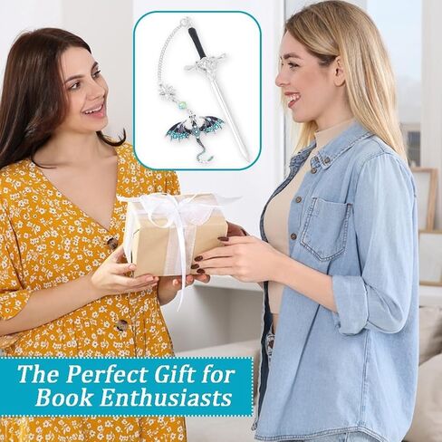 إشارات تنين السيف، إشارة مرجعية تنين الجناح الرابع، إشارة مرجعية سيف مع قلادة، نمط عتيق، قلادة معدنية، هدايا للقراءة، عيد ميلاد، معلم (20.5 * 6 * 7.2 سم) (أزرق) in Kuwait