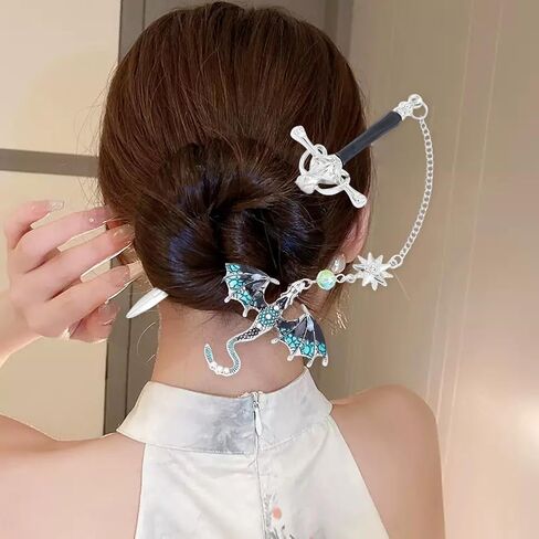 إشارات تنين السيف، إشارة مرجعية تنين الجناح الرابع، إشارة مرجعية سيف مع قلادة، نمط عتيق، قلادة معدنية، هدايا للقراءة، عيد ميلاد، معلم (20.5 * 6 * 7.2 سم) (أزرق) in Kuwait