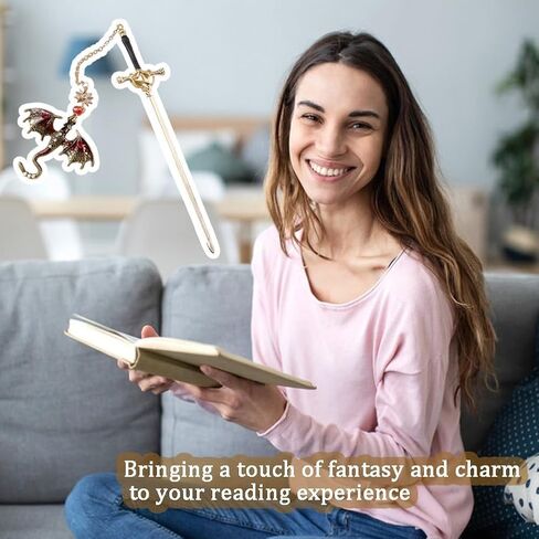 Sword Dragon Bookmarks,Fourth Wing Dragon Bookmark, Sword Bookmark with Pendant, Vintage Style, Metal Pendant, Reading Gifts, Birthday, Teacher (20.5 * 6 * 7.2CM) (Blue) in Saudi Arabia