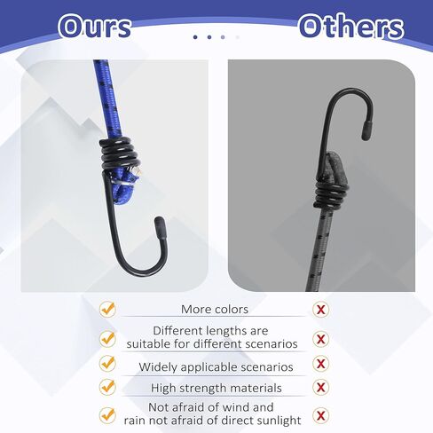 8 Pack Bungee Cords with Hooks,Elastic Bungee Straps,Includes 40",32", 24", 16",Heavy Duty Outdoor Bungie Straps to Packing for Tent,Camping,Fastening Items,Storing Packages in Saudi Arabia