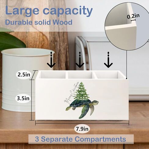 SNNDER Merry Christmas Paws Kitchen Utensils Holder with 3 Compartments, Pet Lover Gifts, Trendy Xmas Paw Print Wooden Utensil Holder Organizer for Kitchen Counter Shelf Table Decor Desktop Organizer in Saudi Arabia