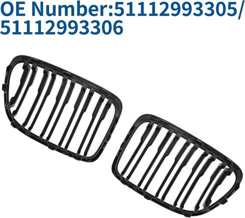 X AUTOHAUX Front Hood Bumper Grille Grill for BMW X1 E84 2009-2015 No.51112993305/51112993306 Front Bumper Kidney Grille Grill Double Slat Gloss Black 1 Pair in Saudi Arabia