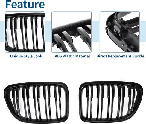 X AUTOHAUX Front Hood Bumper Grille Grill for BMW X1 E84 2009-2015 No.51112993305/51112993306 Front Bumper Kidney Grille Grill Double Slat Gloss Black 1 Pair in Saudi Arabia