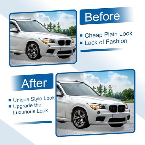X AUTOHAUX Front Hood Bumper Grille Grill for BMW X1 E84 2009-2015 No.51112993305/51112993306 Front Bumper Kidney Grille Grill Double Slat Gloss Black 1 Pair in Saudi Arabia