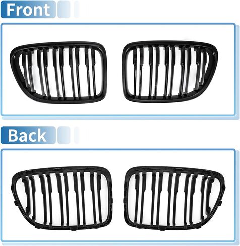 X AUTOHAUX Front Hood Bumper Grille Grill for BMW X1 E84 2009-2015 No.51112993305/51112993306 Front Bumper Kidney Grille Grill Double Slat Gloss Black 1 Pair in Saudi Arabia