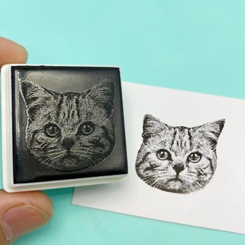 Custom Stamp, Self-Inking Stamps Personalized Pet Photo Portrait Stamps, Custom Rubber Stamps, Square Stamper, Multiple Color Options, Yellow, Red, Blue, White, (A) in Saudi Arabia