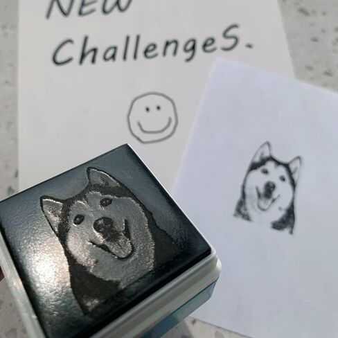 Custom Stamp, Self-Inking Stamps Personalized Pet Photo Portrait Stamps, Custom Rubber Stamps, Square Stamper, Multiple Color Options, Yellow, Red, Blue, White, (A) in Saudi Arabia