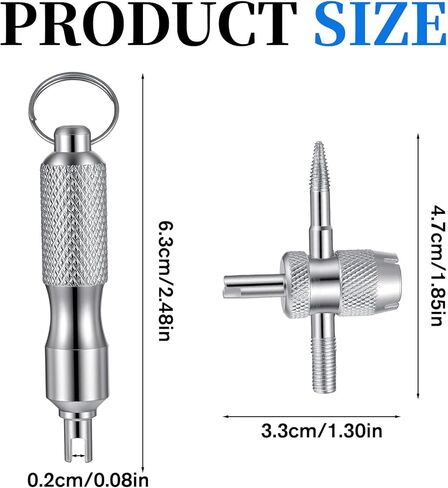 4 PCS Valve Stem Tool Keychain & 4-in-1 Tire Valve Core Removal Tool, Stainless Steel Portable Valves Core Disassembly and Repair Tools for Bicycle Car Motorcycle Repair Install Accessory in Kuwait
