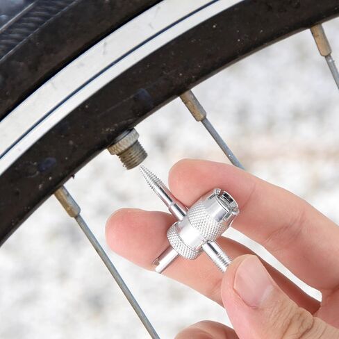 4 PCS Valve Stem Tool Keychain & 4-in-1 Tire Valve Core Removal Tool, Stainless Steel Portable Valves Core Disassembly and Repair Tools for Bicycle Car Motorcycle Repair Install Accessory in Kuwait