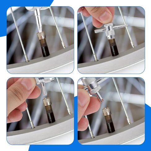 4 PCS Valve Stem Tool Keychain & 4-in-1 Tire Valve Core Removal Tool, Stainless Steel Portable Valves Core Disassembly and Repair Tools for Bicycle Car Motorcycle Repair Install Accessory in Kuwait