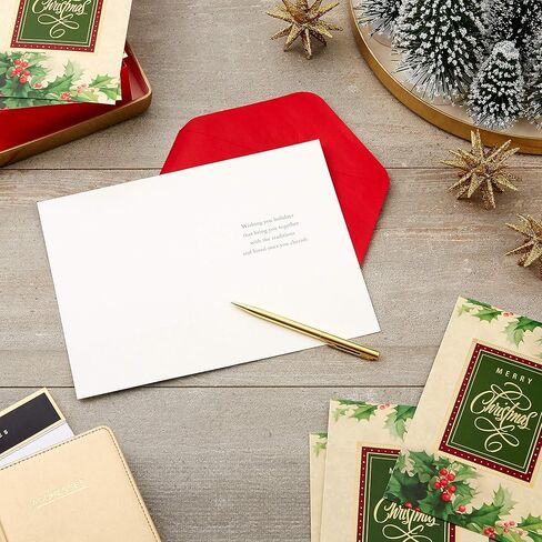 Hallmark Bulk White Christmas Card Assortment (40 Cards and 40 Envelopes) Snowy Pinecone, Bottle Brush Trees in Saudi Arabia