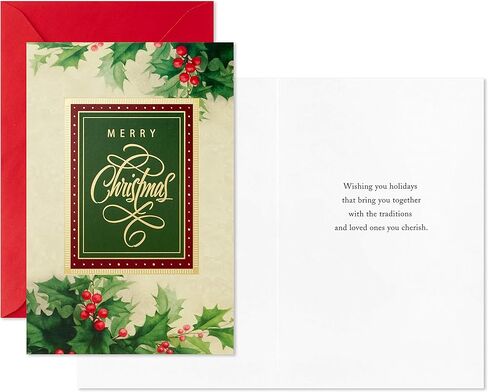 Hallmark Bulk White Christmas Card Assortment (40 Cards and 40 Envelopes) Snowy Pinecone, Bottle Brush Trees in Saudi Arabia