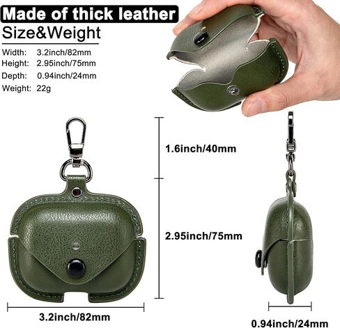 غطاء علبة شحن لسماعات Apple Airpods Pro. حقيبة كلاسيكية مصنوعة يدويًا من جلد البقر المجنون بالكامل. حافظة واقية محمولة مضادة للصدمات مع سلسلة مفاتيح (بني) in Kuwait