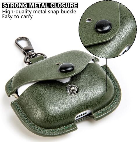 غطاء علبة شحن لسماعات Apple Airpods Pro. حقيبة كلاسيكية مصنوعة يدويًا من جلد البقر المجنون بالكامل. حافظة واقية محمولة مضادة للصدمات مع سلسلة مفاتيح (بني) in Kuwait