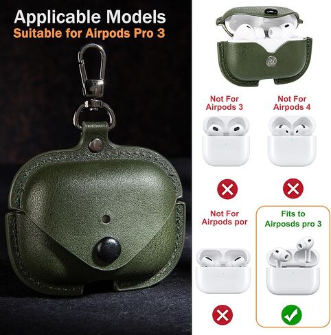 غطاء علبة شحن لسماعات Apple Airpods Pro. حقيبة كلاسيكية مصنوعة يدويًا من جلد البقر المجنون بالكامل. حافظة واقية محمولة مضادة للصدمات مع سلسلة مفاتيح (بني) in Kuwait