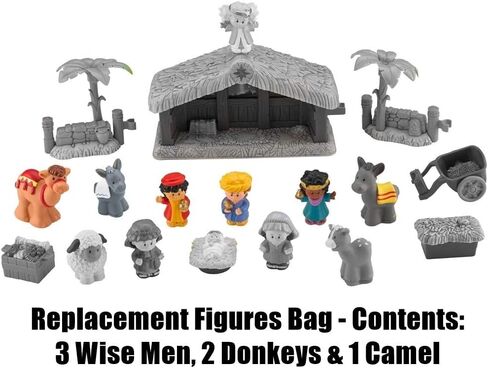 Replacement Parts for Fisher-Price Little People Nativity Set - J2404 ~ Replacement Figures ~ 3 Wisemen, 1 Camel and 2 Donkeys in Saudi Arabia