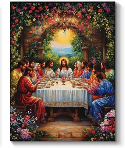 Jesus Last Supper Paint by Numbers Kit for Adults, 16"x20" Canvas Painting Kit for Beginners, Modern Aesthetic DIY Paint by Number on Canvas for Home Wall Decor 109 in Saudi Arabia