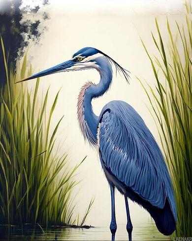 Blue Heron Bird Paint by Numbers Kit for Adults Canvas Paint by Number Without Framed Digital Oil Painting Kits for Home Decoration 16x20 Inch in Saudi Arabia