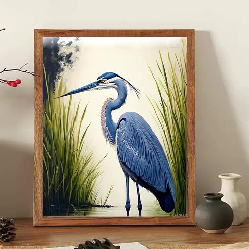 Blue Heron Bird Paint by Numbers Kit for Adults Canvas Paint by Number Without Framed Digital Oil Painting Kits for Home Decoration 16x20 Inch in Saudi Arabia