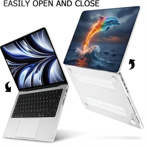متوافق مع جهاز MacBook Air مقاس 13 بوصة، حافظة صلبة مع غطاء لوحة مفاتيح وواقي شاشة (A1369 A1466، إصدار 2010-2017) - Dolphins MC21058 in Kuwait