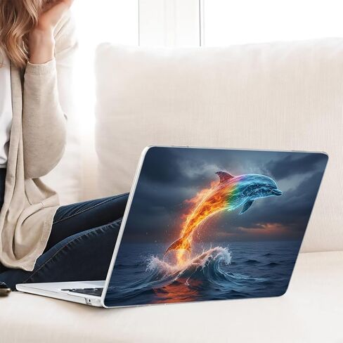 متوافق مع جهاز MacBook Air مقاس 13 بوصة، حافظة صلبة مع غطاء لوحة مفاتيح وواقي شاشة (A1369 A1466، إصدار 2010-2017) - Dolphins MC21058 in Kuwait