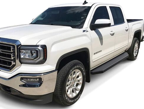 APS 6-inch (Black Stainless Steel Flat Style) Running Boards Compatible with Chevy Silverado GMC Sierra 1500 2007-2018 Crew Cab & 2500 3500 HD 2019 Crew Cab (Exclude 07 Classic) in Saudi Arabia