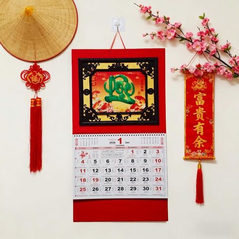 Vietnamese Wall Calendar, 2026 Year of The Horse Asian Vietnamese English Chinese Calendar, Zodiac Horse Hanging Spring Festival Lunar New Year Calendar Monthly Lịch Treo Tường Việt Nam in Saudi Arabia