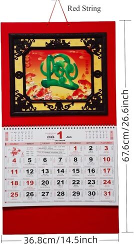 Vietnamese Wall Calendar, 2026 Year of The Horse Asian Vietnamese English Chinese Calendar, Zodiac Horse Hanging Spring Festival Lunar New Year Calendar Monthly Lịch Treo Tường Việt Nam in Saudi Arabia