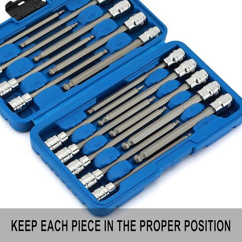 EMENTOL 18PCS 3/8" Drive Long Ball-End Hex Bit Socket Set, CR-V, S2 Steel, SAE/Metric, Extra Long Allen Bit Socket Set, 1/8 Inch - 3/8 Inch, 3mm - 10mm in Saudi Arabia