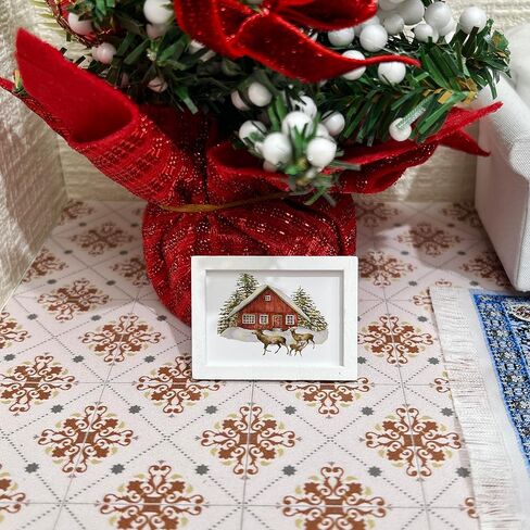 إكسسوارات بيت الدمى المصغرة من SAMCAMI لعيد الميلاد، لوحة فنية جدارية صغيرة، ملحقات بمقياس 1/12، منمنمات بيت الدمى، 8 قطع in Kuwait